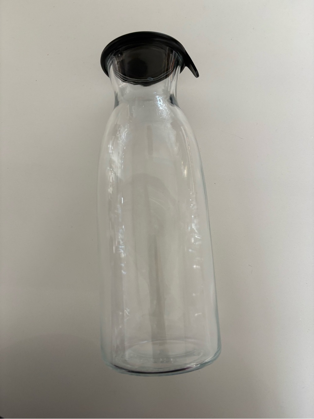 Glass Beverage Carafe with Black Pour Lid